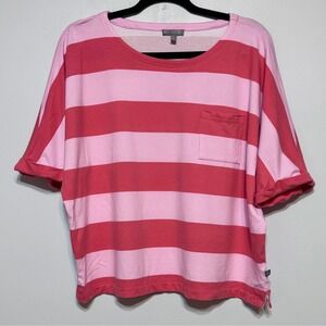 Talbots Cherry Blossom Striped UPF 50+ Top Size LP Retro Coastal Grandmother